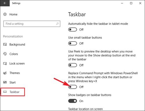 Windows Settings Personalisation